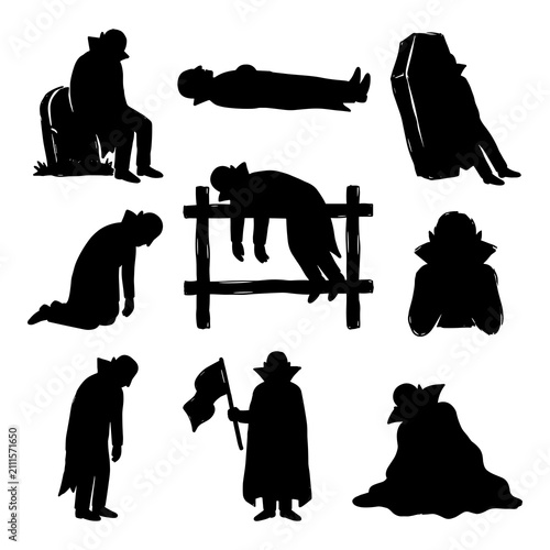 фотографія Sad vampire silhouettes set in mournful poses.