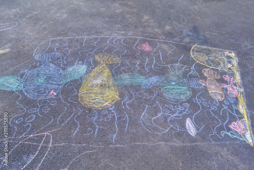 Child's Chalk Drawing on Pavement