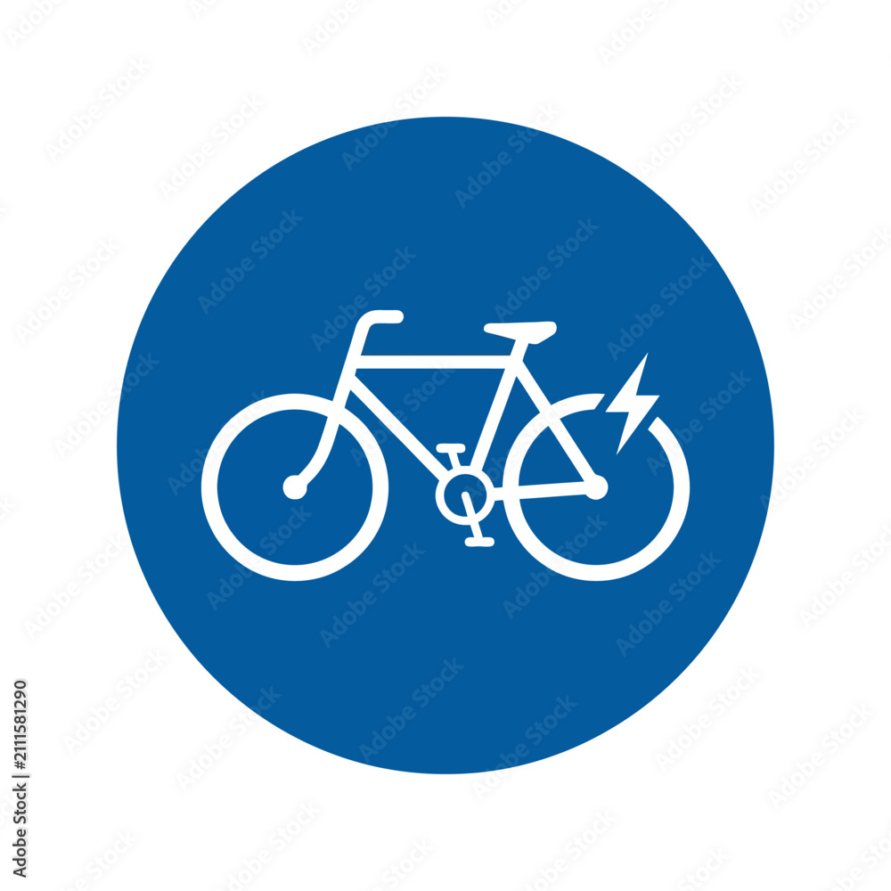 Fototapeta premium Electric bicycle sign round blue icon vector illustration. EPS Editable. Vector Illustrations.