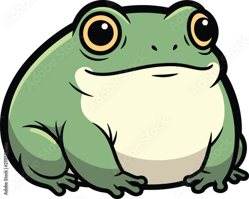 Tableau sur toile Illustrated Green Frog Isolated