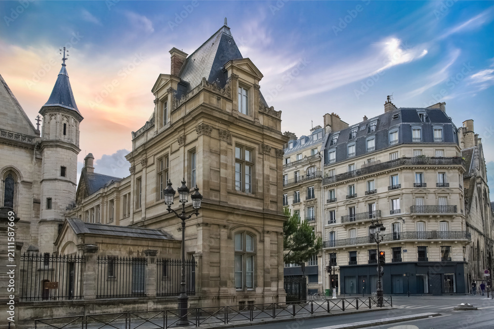 Fototapeta premium Paris, the Arts et Metiers museum, old monument and chapel in the center