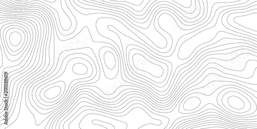 Abstract lines background. Contour maps. Topo contour map on white background. Abstract background with waves Geographic mountain relief.  Background of the Topographic Map. Abstract geometric 	