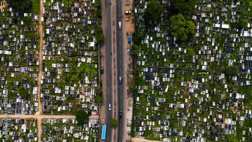 Aerial view of a cemetery