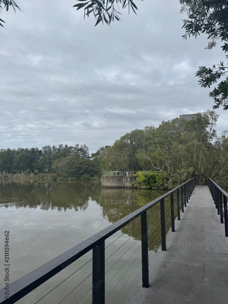 Fototapeta premium Scenic Boardwalk Through Peaceful Wetlands