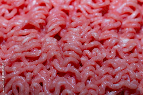 Cuadro en lienzo Fresh raw minced meat texture with high quality protein content for cooking deli