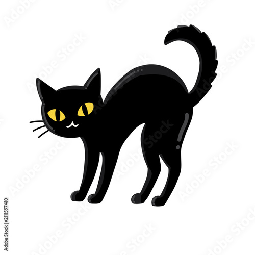 Принти на полотні Cute illustration of black cat witj yellow eyes for halloween season decor