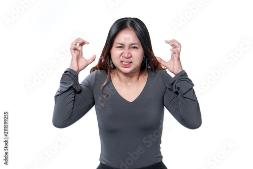Angry Indonesian Woman Making Claw Gesture