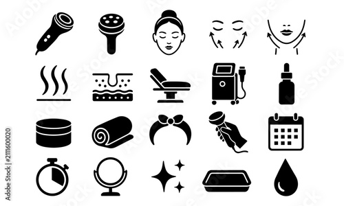 Radio Frequency Facial Treatment Icon Set