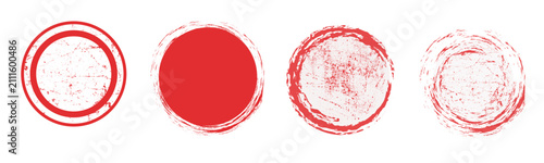 Circle grunge stamp set. Round vector isolated on white background. red stamp vector. Collection for grunge badge, seal, ink and stamp design template. Round grunge hand drawn circle shape, vector