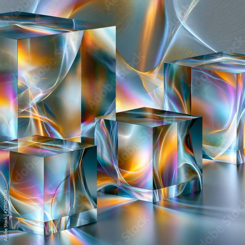 AI-generated image of a collection of colorful cubes or boxes