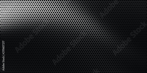Dark Perforated Metal Texture Background with Halftone Dot Pattern and Lighting Highlight Effect