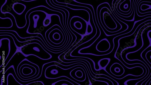 Purple wave lines abstract pattern with multiple circular shapes on a dark background, perfect for graphic design projects and backgrounds. Geometric, modern, and versatile for various design applicat