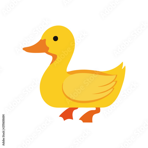 Fotografie Cute Yellow Duckling Cartoon Illustration.