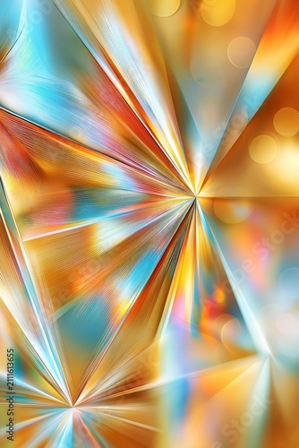 AI-generated image of vividly colorful prismatic shapes, in red, orange, yellow and blue