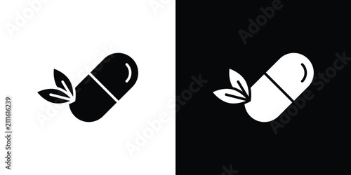 Foto Herbal capsule icon minimal elements kit