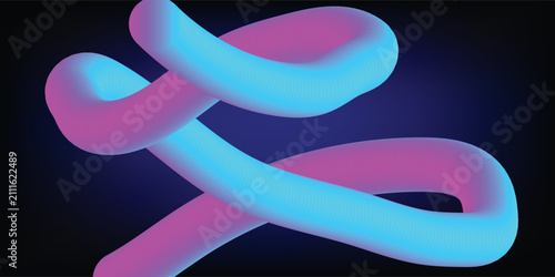 Creative tech banner template with 3D dynamic fluid shape on dark background.
