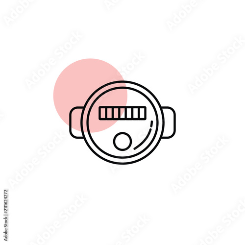 фотографія Analog electricity meter line icon, round kilowatt hour power consumption gauge