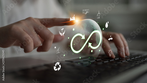 Принти на полотні The concept of a circular economy for sustainable production and consumption