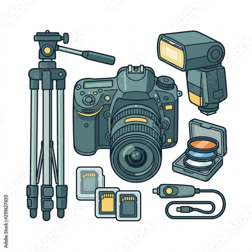 Fotografía Professional photography equipment set with camera and accessories