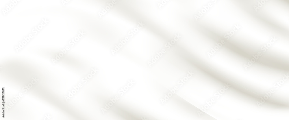Fototapeta premium Texture of white yogurt, milk or cream surface. Abstract background with soft silk fabric, liquid yoghurt, dairy product or cosmetic creme, vector realistic illustration. 3D Illustration