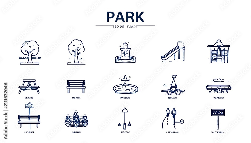 Fototapeta premium Vector illustration of park facilities and activities.