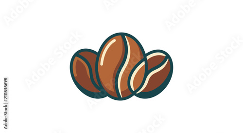 Three brown coffee beans illustration.