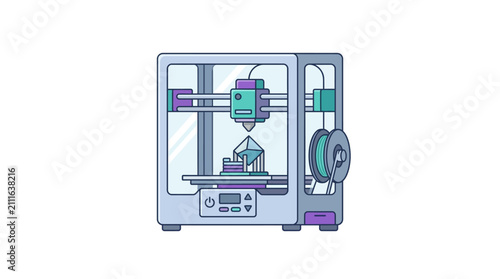 3D printer machine in operation.