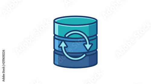 Database cylinder with circular arrows.