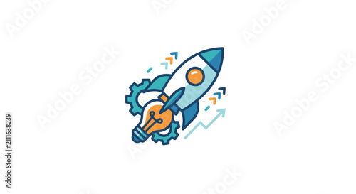Rocket Ship Launching into Space.