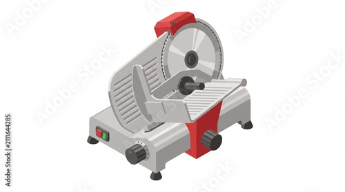 Isometric illustration of an industrial deli meat slicer machine