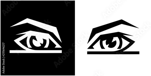Konstfotografi Minimalist black and white graphic illustration of a human eye with sharp artist
