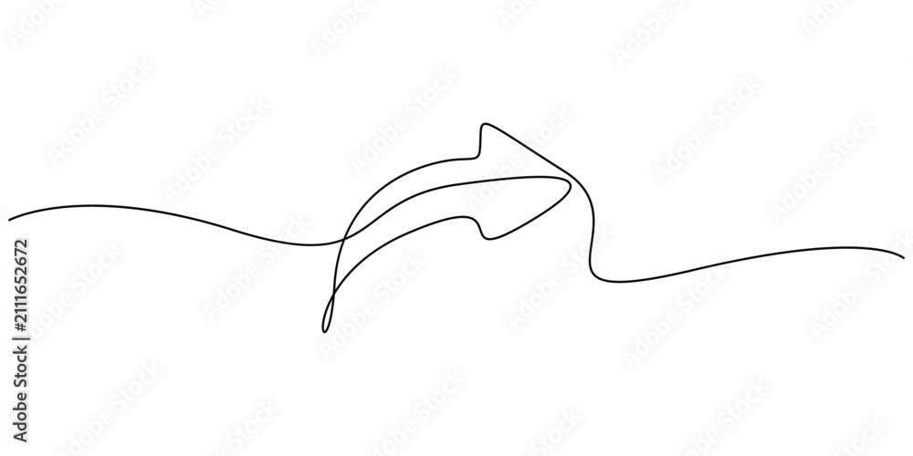 Fototapeta premium Continuous line drawing curved arrow icon for forward and share navigation vector