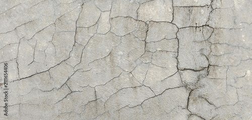Фотография The concrete surface is cracked in a spiderweb pattern, featuring hairline cracks