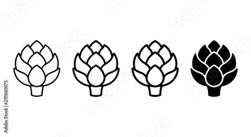 Artichoke Icons, Vegetable Line Art, Fresh Produce Graphics, Healthy Food Vector Set