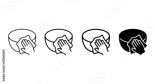Quadro su tela Hand Cleaning Bowl Icons, Hygiene and Sanitation Vector Set, Household Chores an