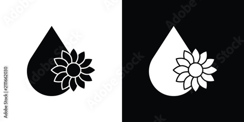 Fotografía Sunflower oil icon minimal logo collection