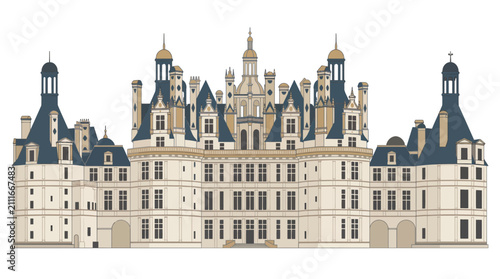 Obraz na płótnie Chateau de Chambord Landmark Vector Illustration Isolated on White
