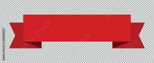 Flat red ribbon banner vector isolated on transparent background for design