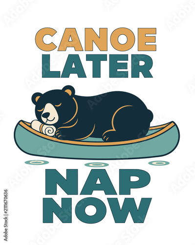 Sleepy Bear Taking a Peaceful Canoe Nap