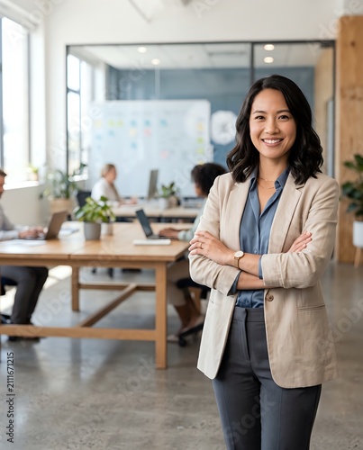 FemaleFounderHero-SoftWhiteBeigeGlass-CommercialStock-StartupBranding-CleanBackground