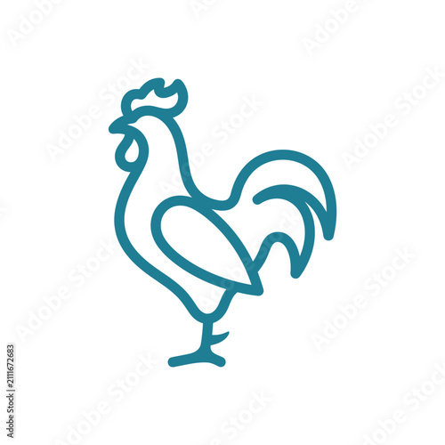 Minimalist Line Art Rooster Icon Featuring a Sleek Outline Design for Farm and Poultry Branding Projects