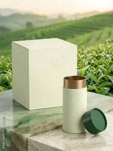 Minimal Product Packaging Mockup with Cylindrical Container in Natural Landscape