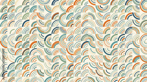 Retro Quarter Circle Scale Wave Abstract Vector Background
