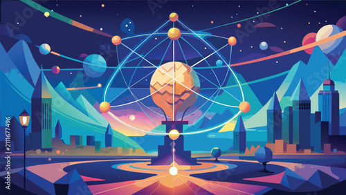 Creative light bulb concept with floating orbs and digital network lines innovation creativity technology lightbulb futuristic abstract connected business solution intelligence invention
