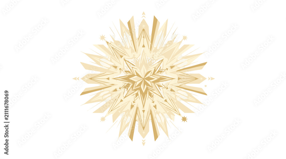 Obraz premium Elegant golden snowflake ornament with intricate design and sparkling details for winter decor