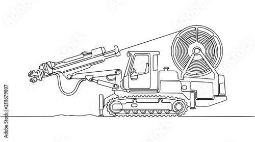 Canvas-taulu Trenchless Horizontal Directional Drilling Rig with Cable Reel - Line Art