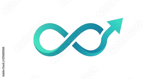 Abstract Modern Infinity Loop Icon with Forward Arrow Gradient Blue and Purple Symbol for Eternal Growth and Progress