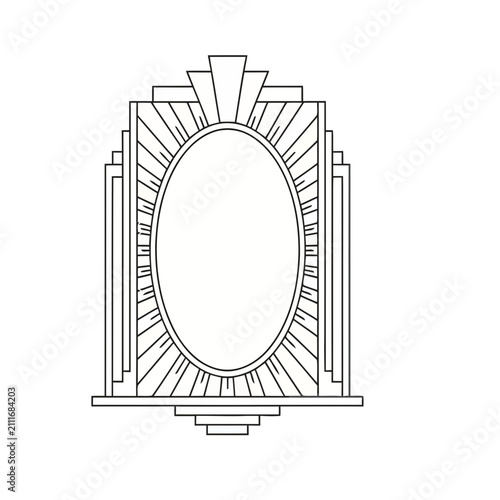 Art Deco Style Oval Frame with Sunburst Design