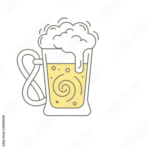 Beer mug with foam and swirls