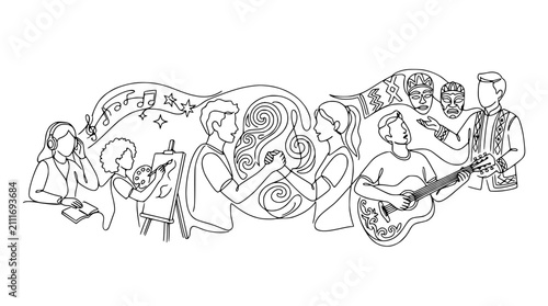 Fotografie Diverse Arts and Culture Celebration: People Creating, Performing, and Appreciat